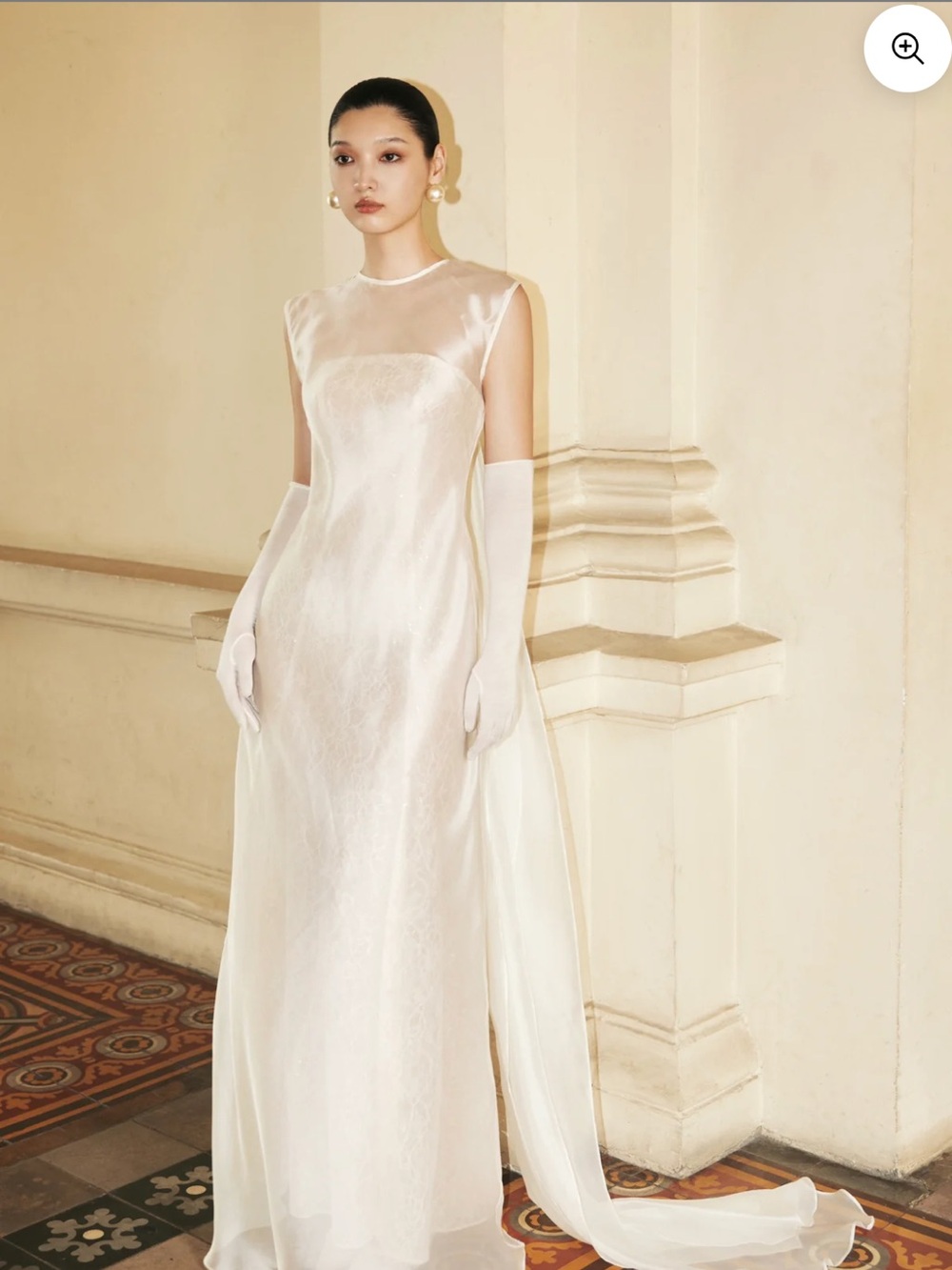 Ivory Sheer Satin Dress